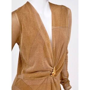 Gucci Vintage  Gold  Blouse ￼with Lion Brooch, A / W 2000 Size 42/6 -Authentic